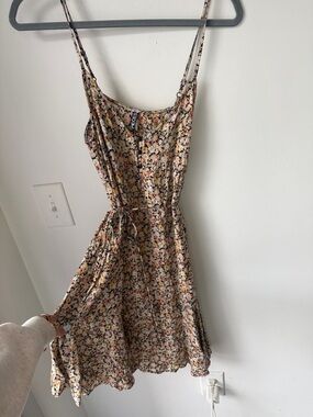 H&M Floral Spaghetti Strap Mini Dress - Cream, Pink, Yellow